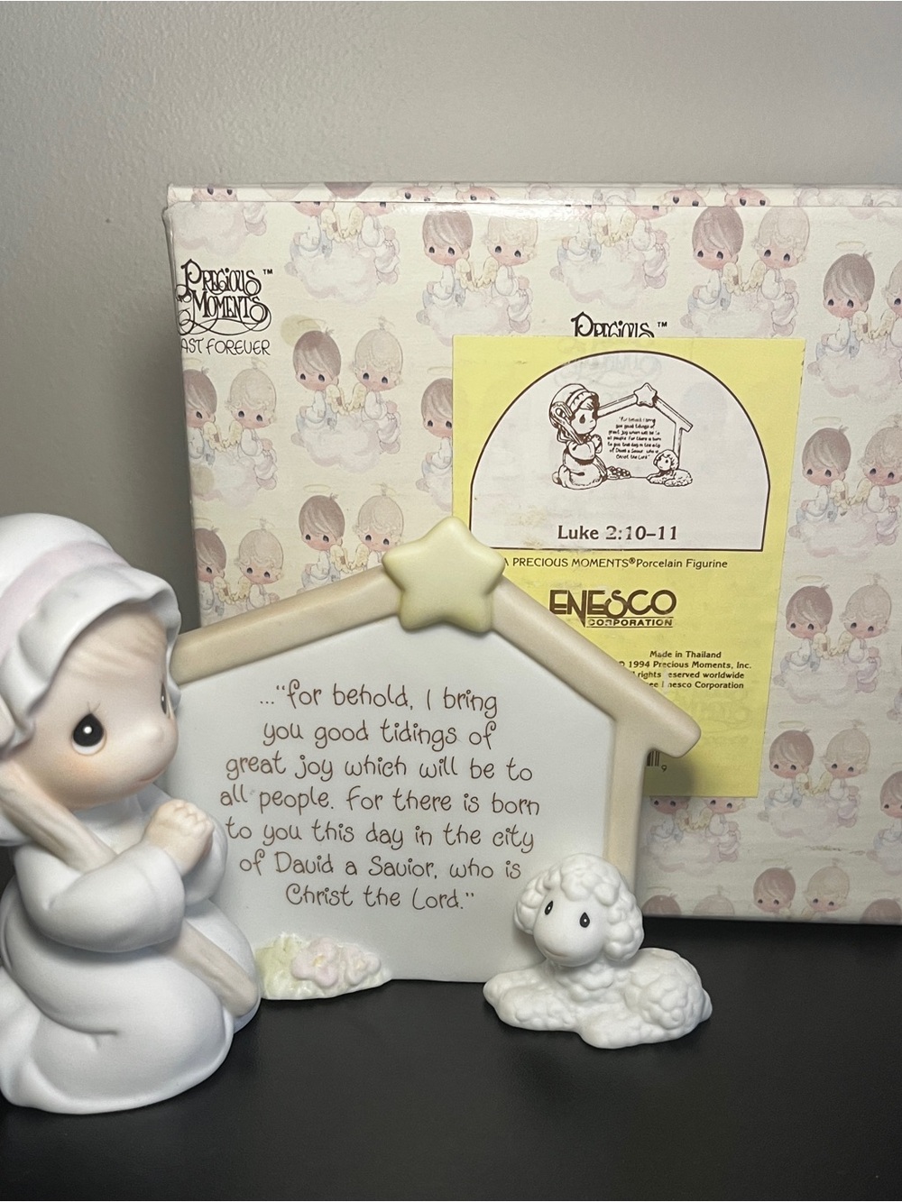 Enesco Cream and Pastel Nativity Figurine with Lamb